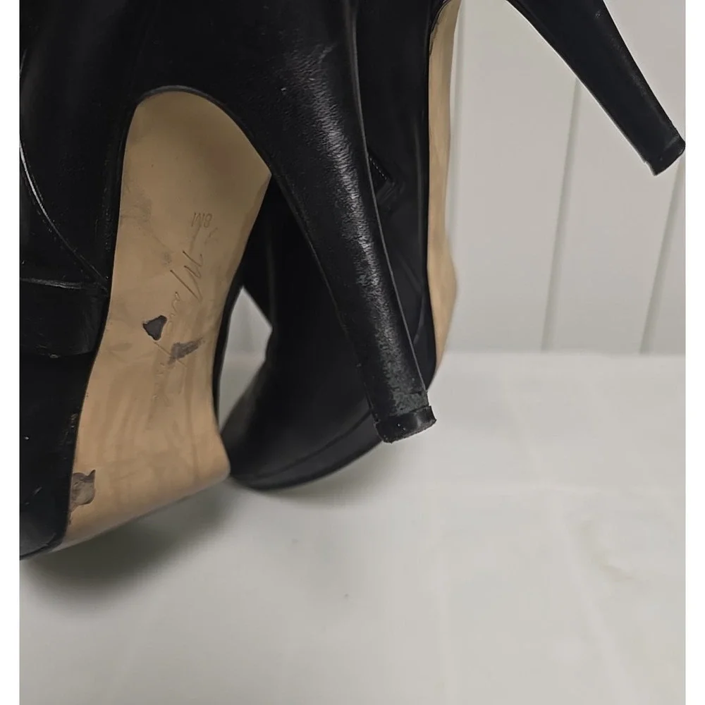 Marc Fisher Tracey 3 Black Leather Side Zip Old Money Heeled Boots Womans Sze 8M